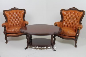 Кресло антикварное «Людовик XIV» коричневое